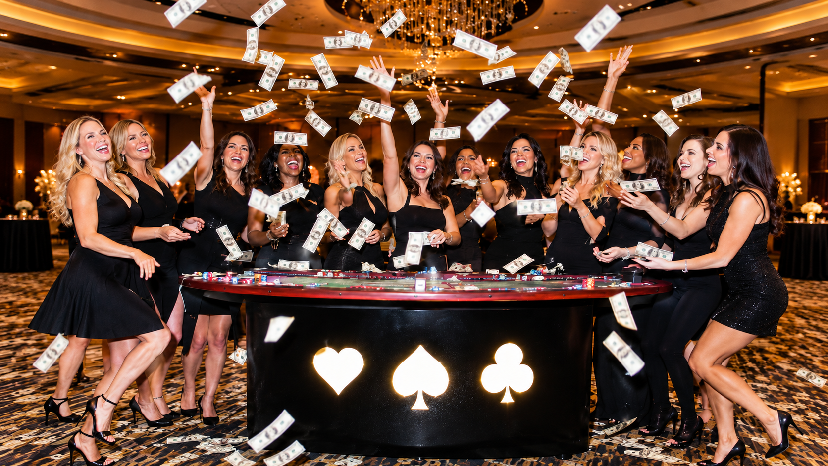 Women celebrating at a casino fundraiser event