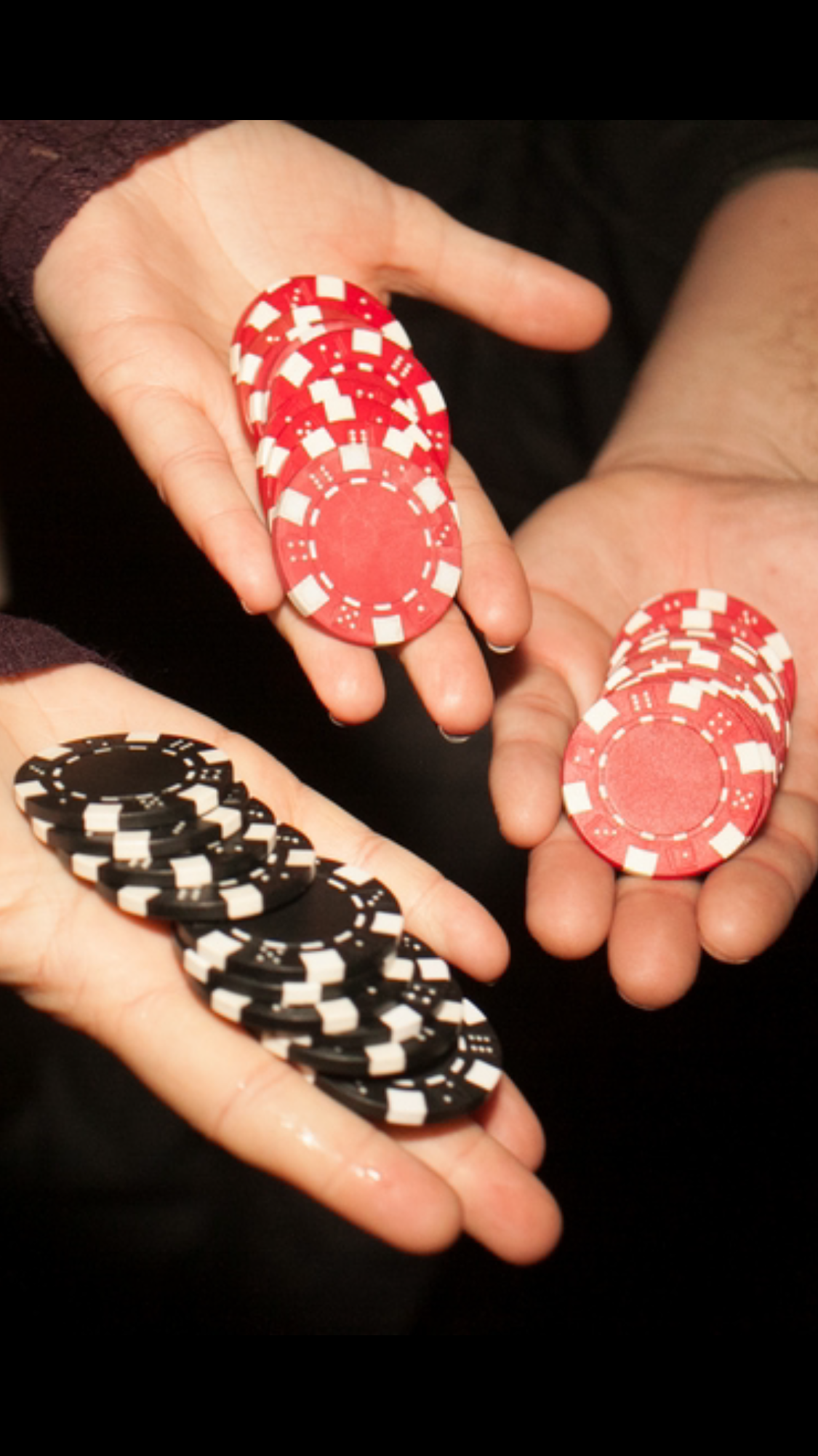 Casino chips in hand